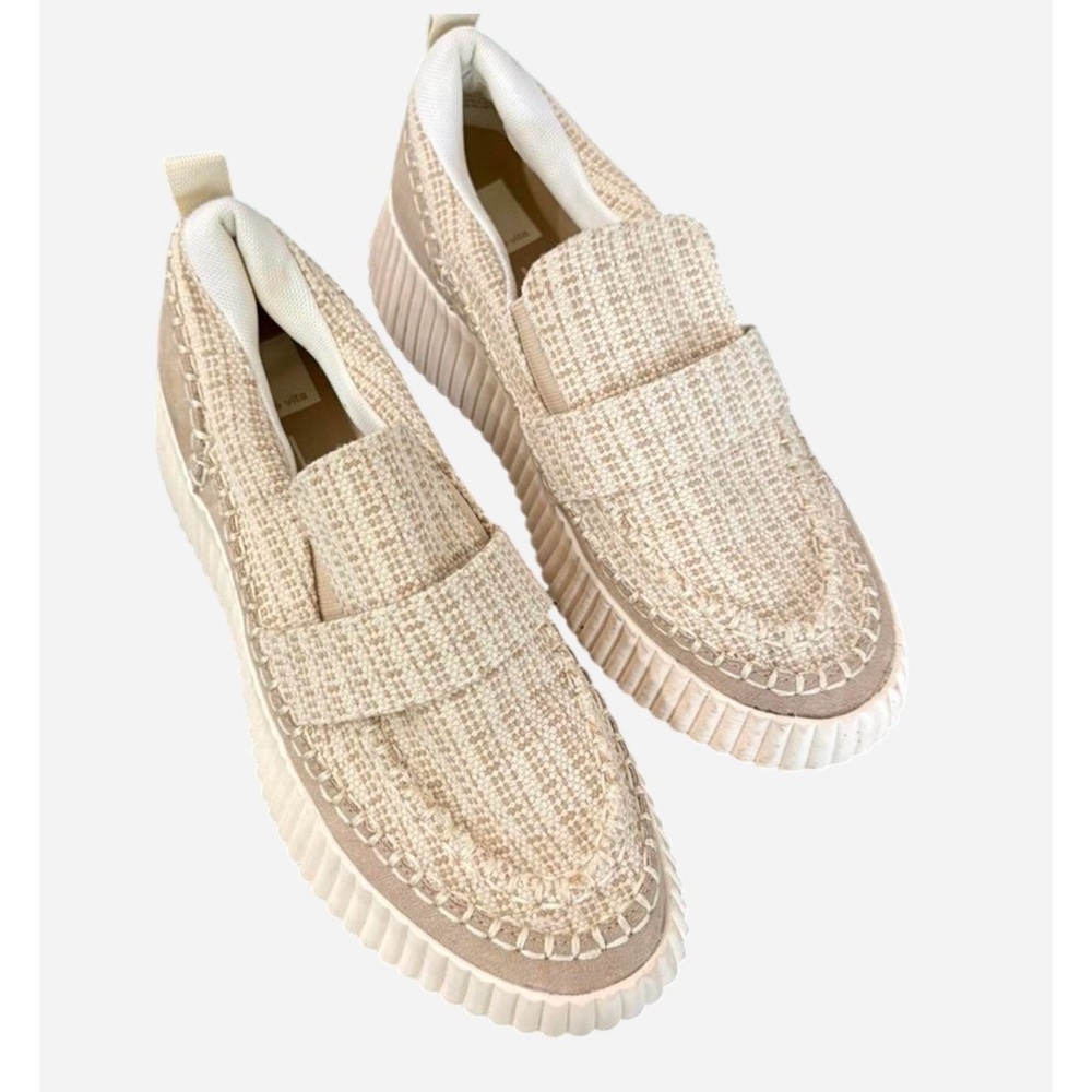 Dolce Vita Beige Woven Slip-On Platform Loafer